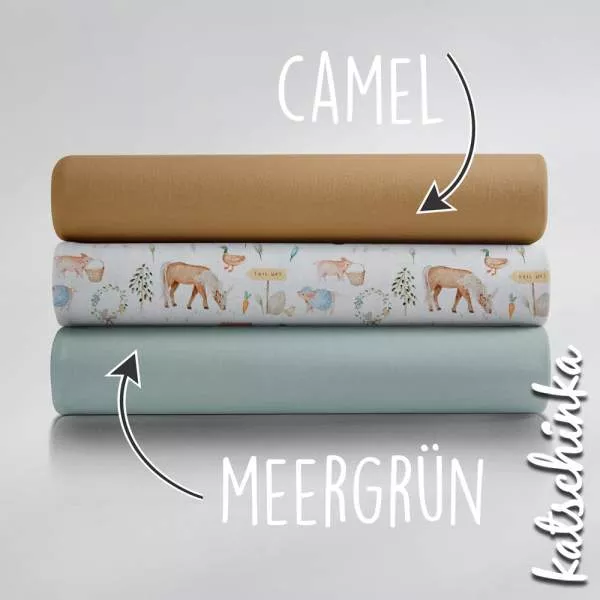 Traktor Jersey Stoff in Aquarelloptik – weicher Baumwolljersey Meterware für DIY Nähprojekte
