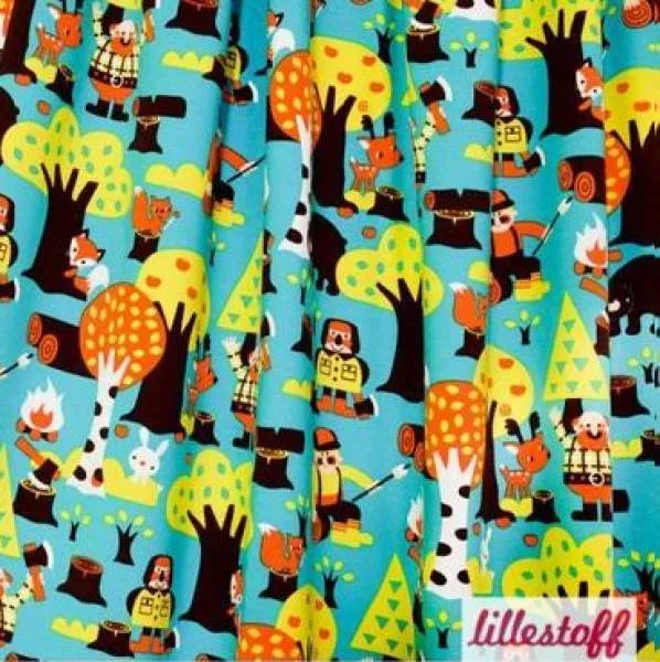 Bio Jersey Stoff „Lumberjacks“ – Holzfäller & Bär von BORA | Kinderjersey Meterware von Lillestoff