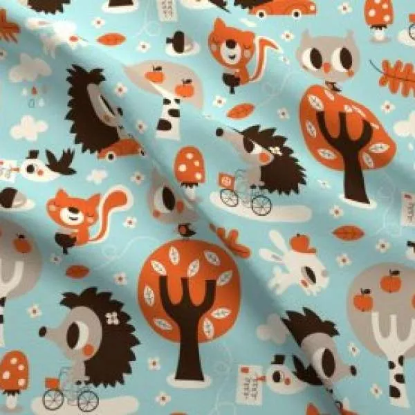 Bio Jersey Stoff Hetty & Henry – Igel, Eule und Co von BORA | Kinderjersey Meterware von Lillestoff