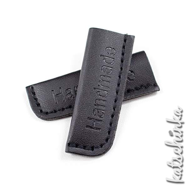 Kunstleder Kordelende HANDMADE | schwarz groß 2er | 8-10mm