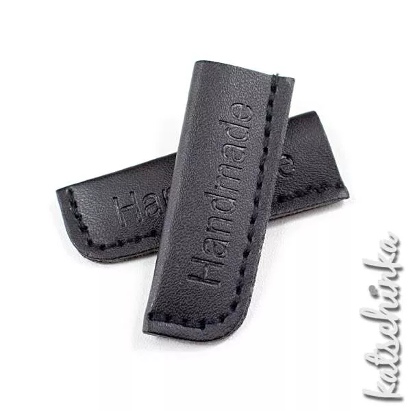 Kunstleder Kordelende HANDMADE | schwarz groß 2er | 8-10mm
