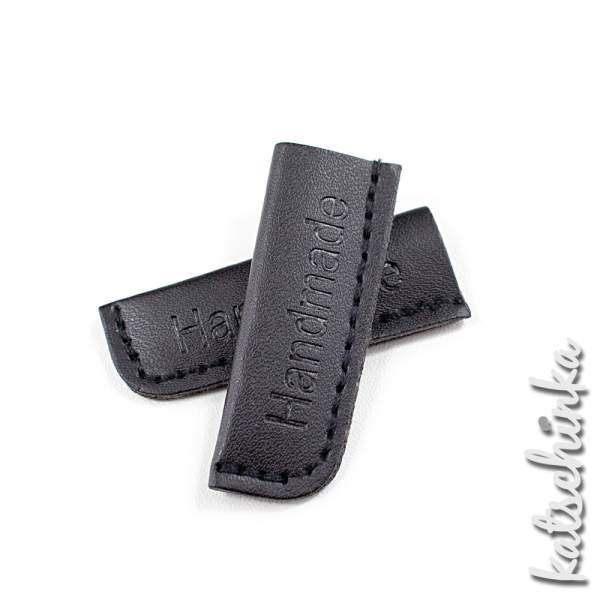 Kunstleder Kordelende HANDMADE | schwarz klein 2er | 5-8mm