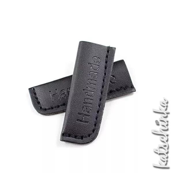 Kunstleder Kordelende HANDMADE | schwarz klein 2er | 5-8mm
