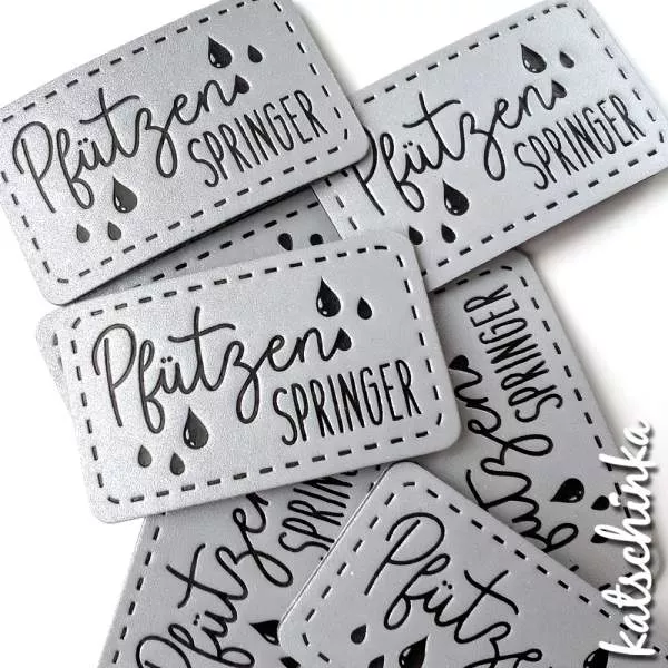 Reflektierendes Kunstleder Label - Pfützen Springer
