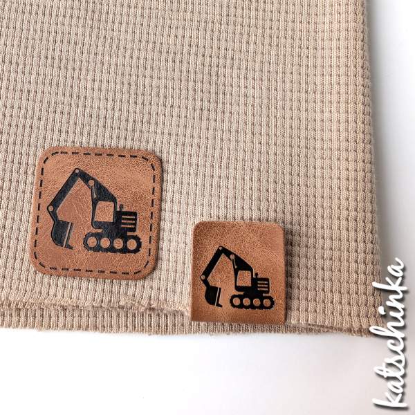 Kunstleder Label aufbügelbar / Aufnäher - 2er Bagger SET