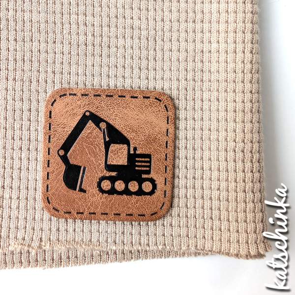 Kunstleder Label aufbügelbar / Aufnäher - Bagger