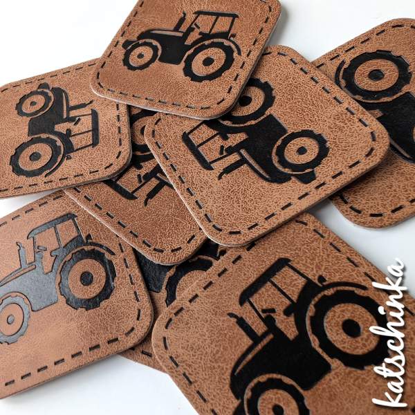 Kunstleder Label aufbügelbar / Aufnäher - 2er Trecker SET