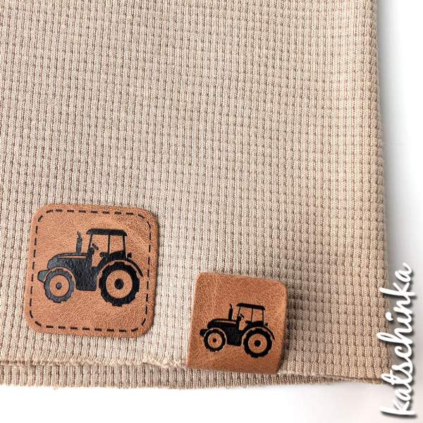 Kunstleder Label aufbügelbar / Aufnäher - 2er Trecker SET