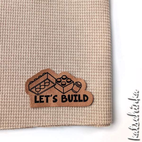 Kunstleder Label aufbügelbar / Aufnäher - Lets build Bausteinchen