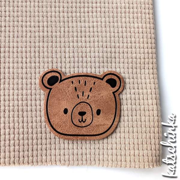 Kunstleder Label aufbügelbar / Aufnäher - kleiner Bär