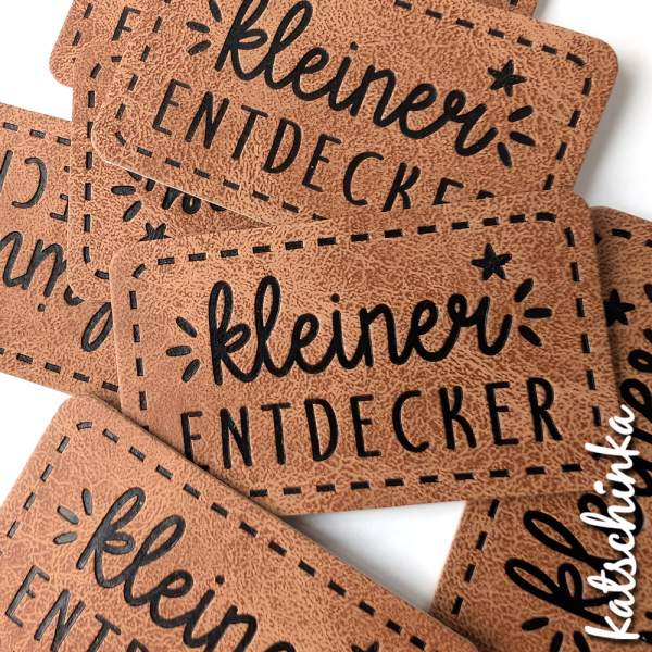 Kunstleder Label aufbügelbar / Aufnäher - kleiner Entdecker