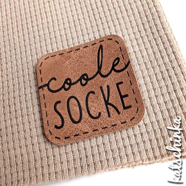 Kunstleder Label aufbügelbar / Aufnäher - Coole Socke
