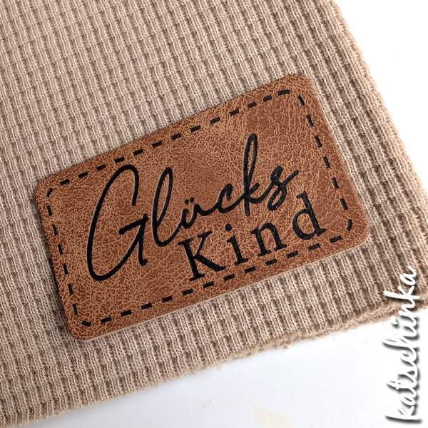 Kunstleder Label aufbügelbar / Aufnäher - Glückskind