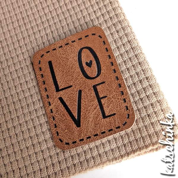 Kunstleder Label aufbügelbar / Aufnäher - LOVE