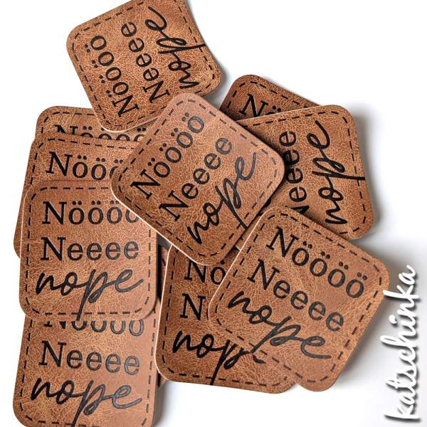 Kunstleder Label aufbügelbar / Aufnäher - Nööö, neee, nope