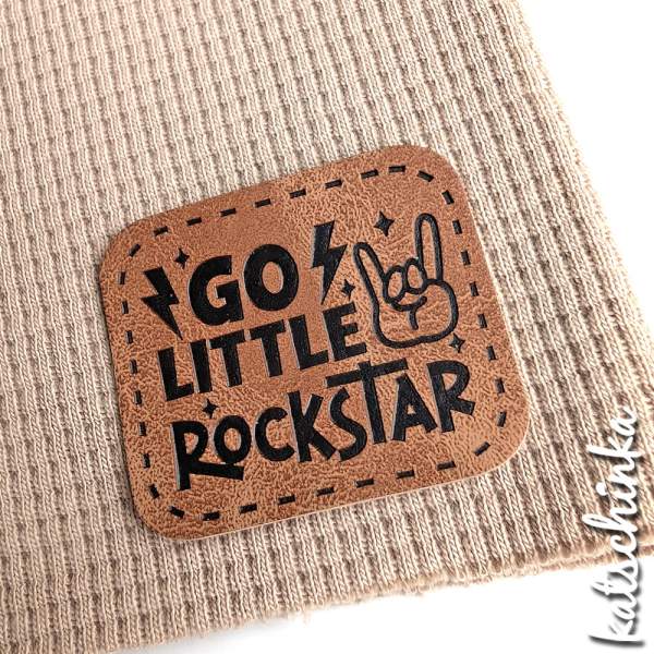 Kunstleder Label aufbügelbar / Aufnäher - Go little Rockstar