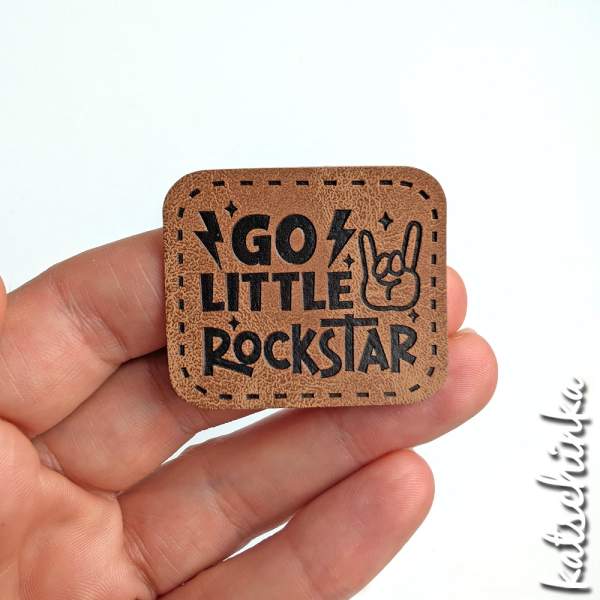 Kunstleder Label aufbügelbar / Aufnäher - Go little Rockstar