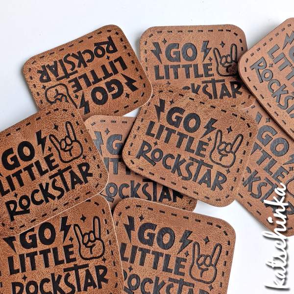 Kunstleder Label aufbügelbar / Aufnäher - Go little Rockstar