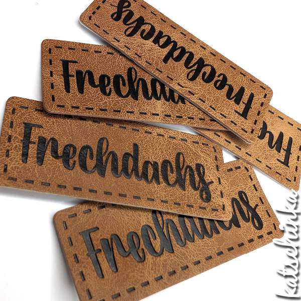 Kunstleder Label aufbügelbar / Aufnäher - Frechdachs