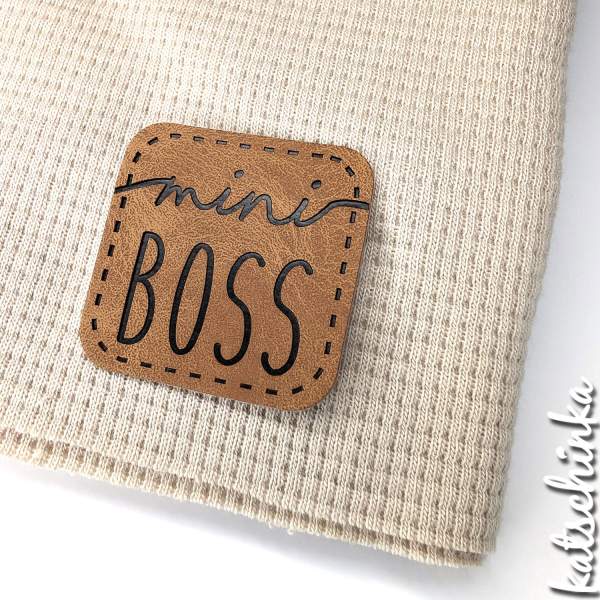 Kunstleder Label aufbügelbar / Aufnäher - Mini Boss