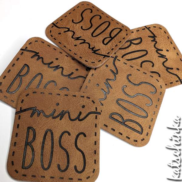 Kunstleder Label aufbügelbar / Aufnäher - Mini Boss