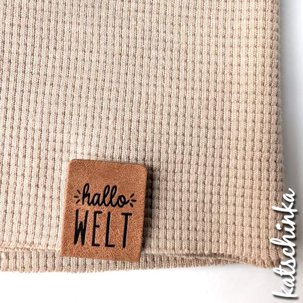 2 in 1 Knick-Falt Kunstleder Label Hallo Welt + little one