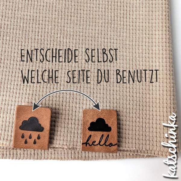 2 in 1 Knick-Falt Kunstleder Label - Hello Wolke + Wolke