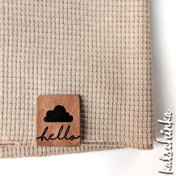 2 in 1 Knick-Falt Kunstleder Label - Hello Wolke + Wolke