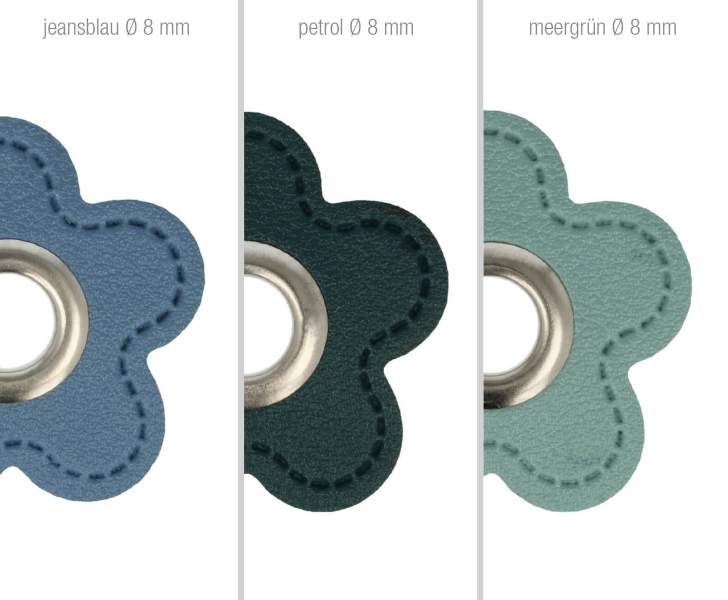 2x Stück im Set Ösenpatches Blume verschiedene Farben, Ösen Patches | 2er