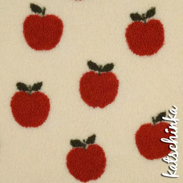 Teddyplüsch Apfel 05676.001 | Teddystoff | Teddy Plüschstoff