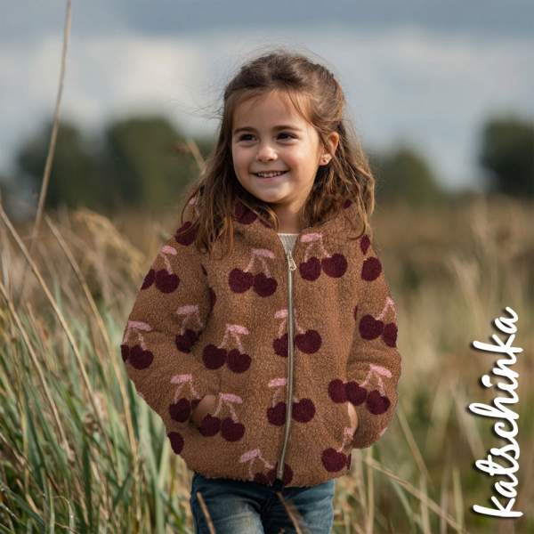 Teddyplüsch Kirschen braun 01953.008 | Teddystoff | Teddy Plüschstoff