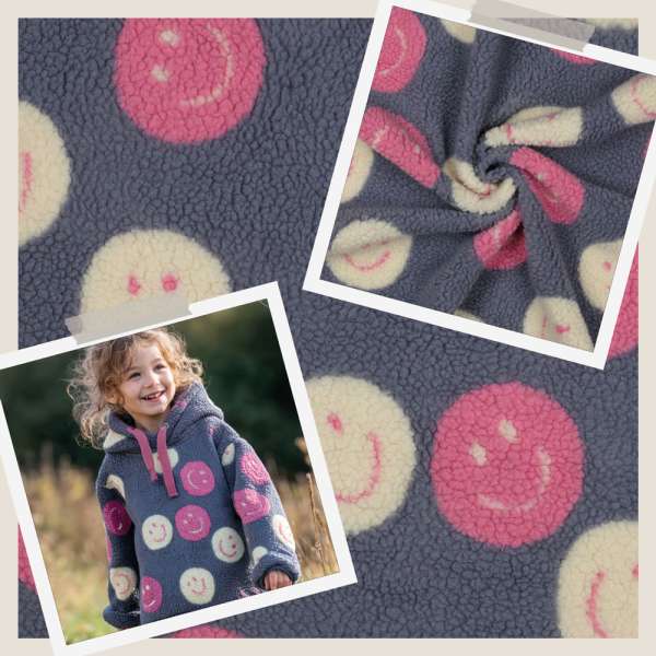 Teddyplüsch Smileys jeans 05674.009 | Teddystoff | Teddy Plüschstoff