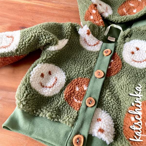 Teddyplüsch Smileys olive 05674.005 | Teddystoff | Teddy Plüschstoff