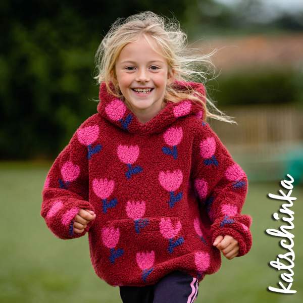Teddyplüsch Tulpen dunkelrot 5639.002 | Teddystoff | Teddy Plüschstoff
