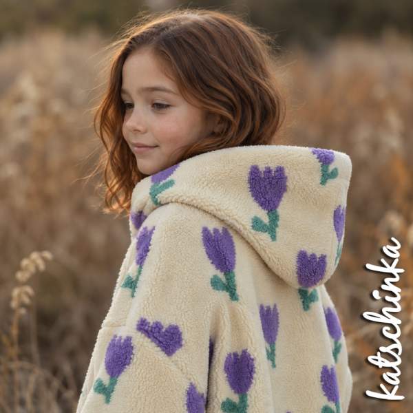 Teddyplüsch Tulpen ecru 5639.001 | Teddystoff | Teddy Plüschstoff