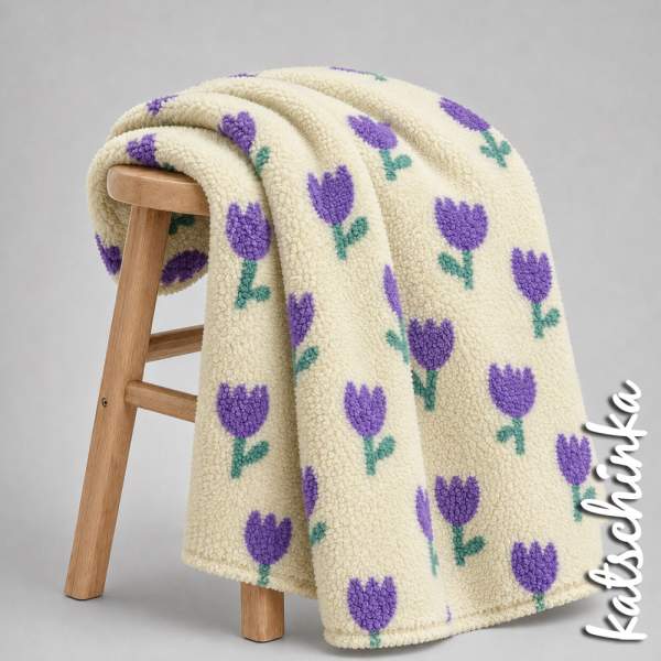 Teddyplüsch Tulpen ecru 5639.001 | Teddystoff | Teddy Plüschstoff