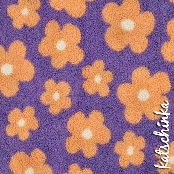 Teddyplüsch Blumen flieder 03716.005 | Teddystoff | Teddy Plüschstoff