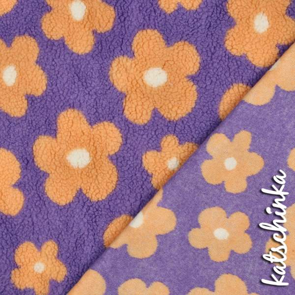 Teddyplüsch Blumen flieder 03716.005 | Teddystoff | Teddy Plüschstoff