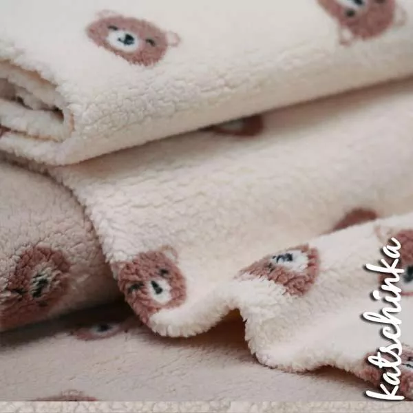Bären Teddyplüsch | Teddystoff | Teddy Plüschstoff - naturel 2631