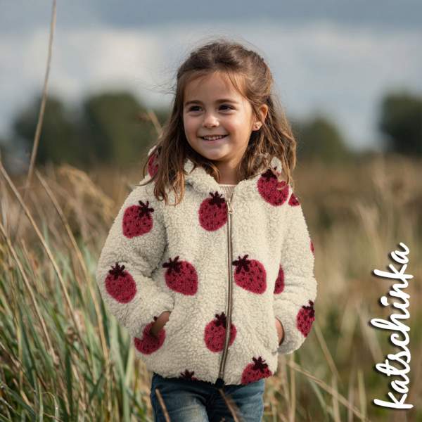 Teddyplüsch Erdbeeren 08032.001 | Teddystoff | Teddy Plüschstoff