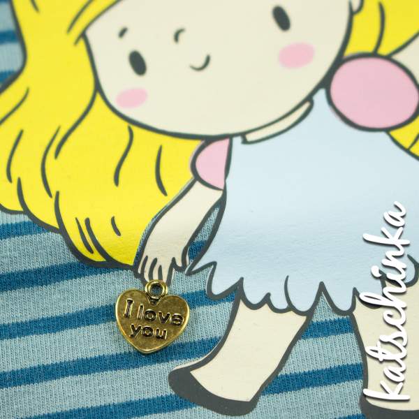 Metallanhänger Herzchen ☆ I love you ☆ altgold