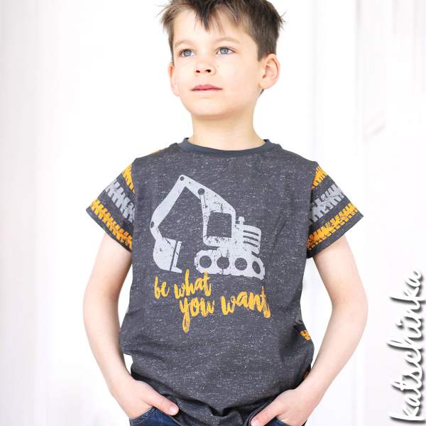 Bio Jersey Be what you want - Panel Bagger vintage grau
