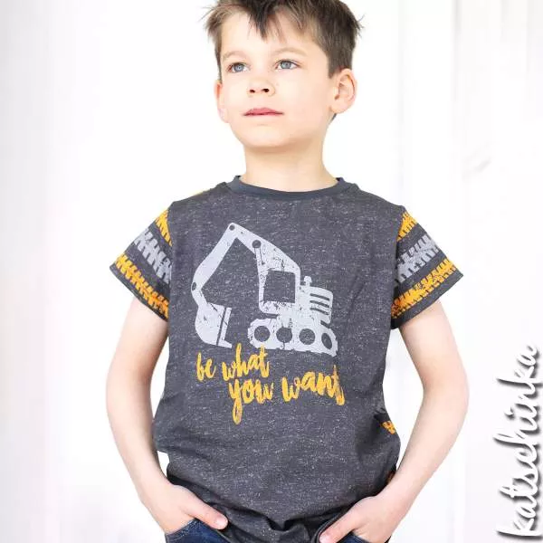 Bio Jersey Be what you want - Panel Bagger vintage grau