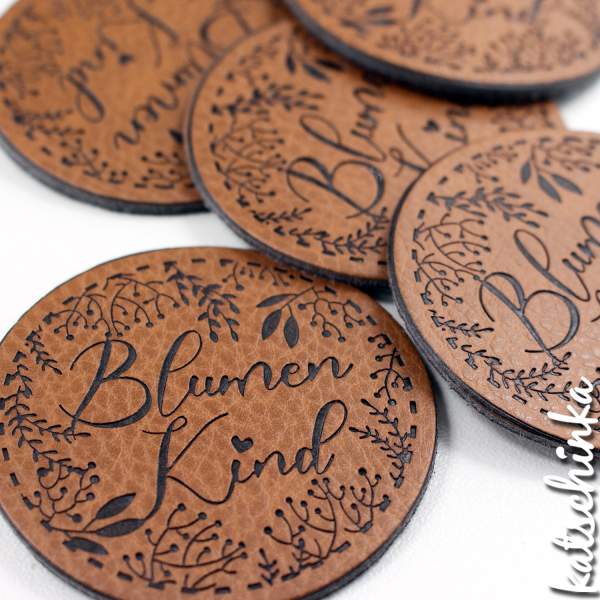 #Kunstleder Label - Blumenkind