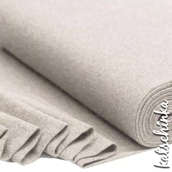 Hellbeige melierter Bündchenstoff als Meterware, glatt und elastisch, ideal für Baby- und Kinderkleidung