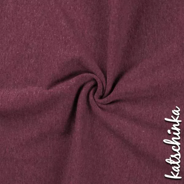 Bordeaux melierter Bündchenstoff als Meterware, glatt und elastisch, ideal für Baby- und Kinderkleidung