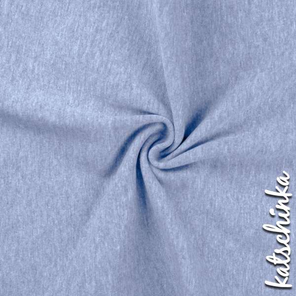 Hellblau melierter Bündchenstoff als Meterware, glatt und elastisch, ideal für Baby- und Kinderkleidung