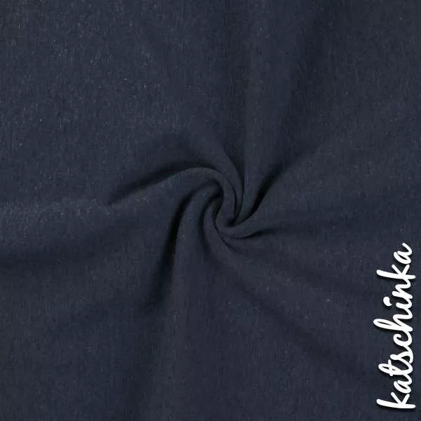 Jeansblau melierter Bündchenstoff als Meterware, glatt und elastisch, ideal für Baby- und Kinderkleidung