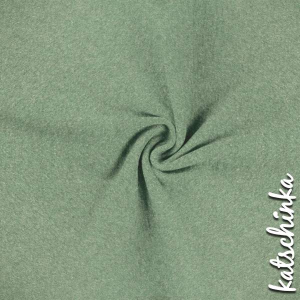 Pastellgrün melierter Bündchenstoff als Meterware, glatt und elastisch, ideal für Baby- und Kinderkleidung