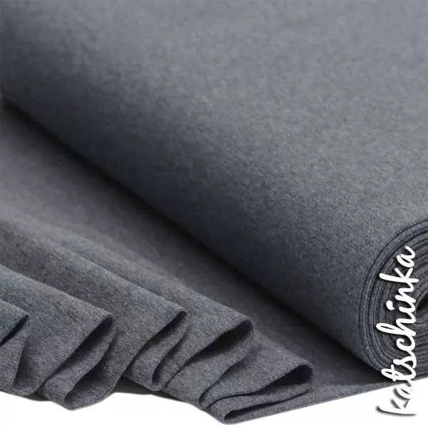 Bündchenstoff dunkelgrau meliert als elastische Schlauchware Meterware